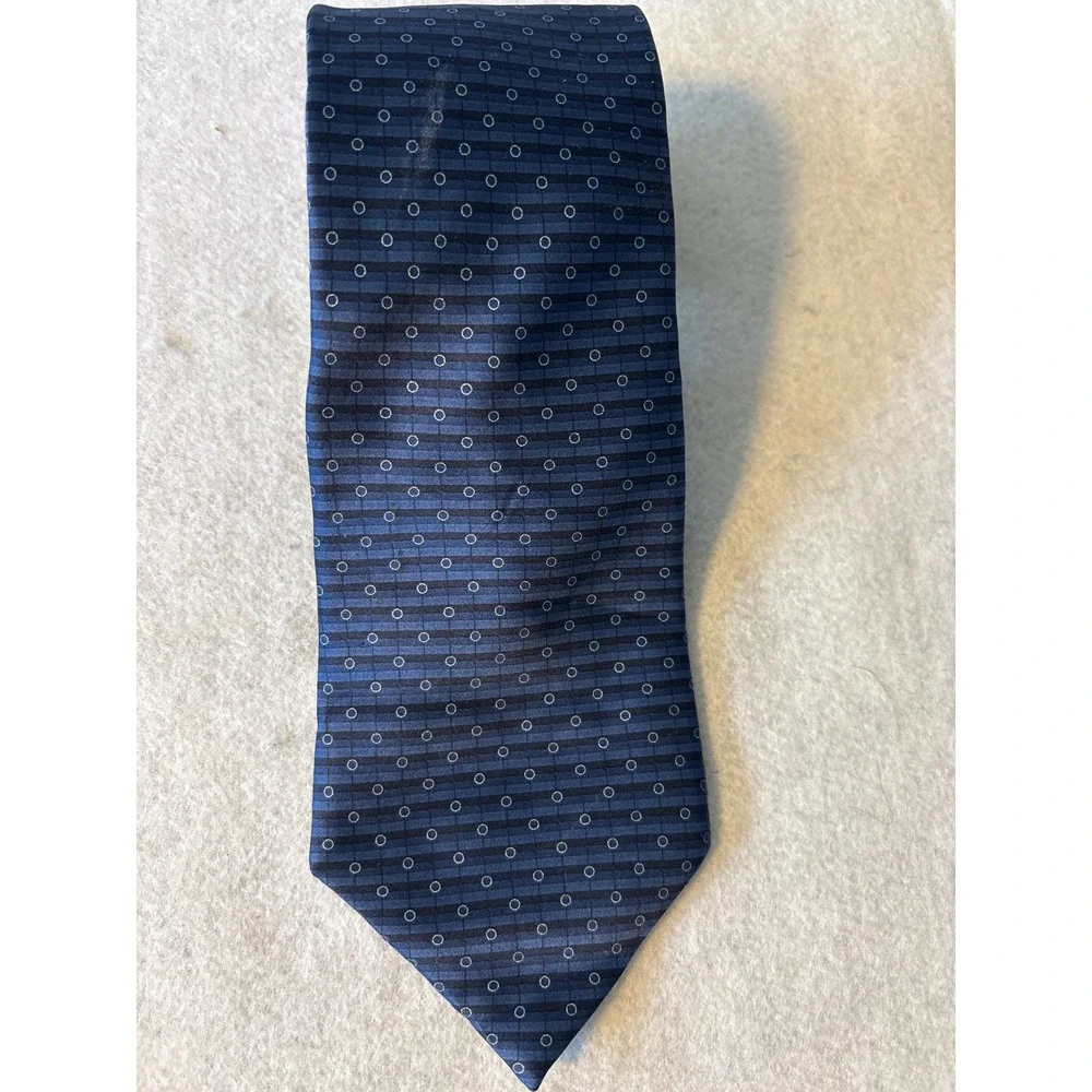 Arrow Necktie Mens OS Navy Blue‎ Excellent Silk Geometric Striped Business Tie